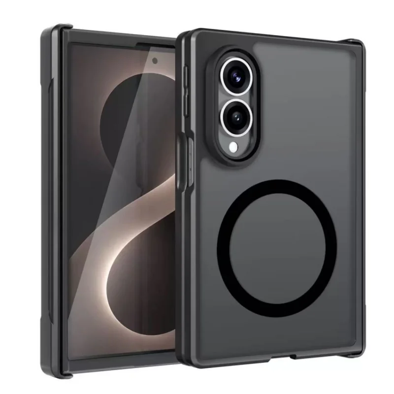 Für MagSafe Hülle für Samsung Galaxy Z Fold 8 Ultra Fold 7 6 5 4 Z Flip 8 7 6 5 4 – Transluzente, matte, faltbare magnetische Scharnierhülle