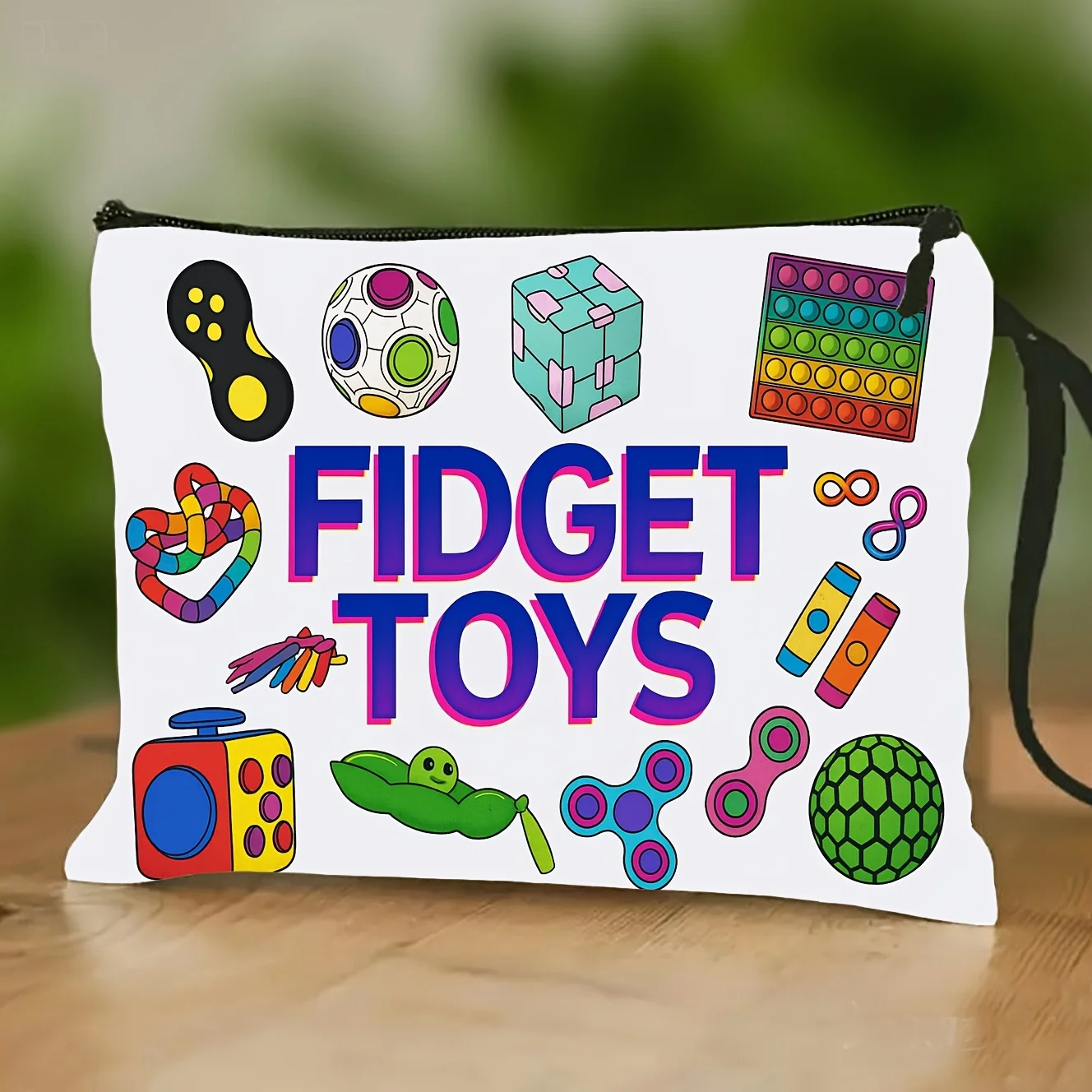 Fidget Themed Travel Makeup Bag for Women Summer Travel Bag Fidget Sensors Lightweight Durable Polyester Poucher Wedding Gfit