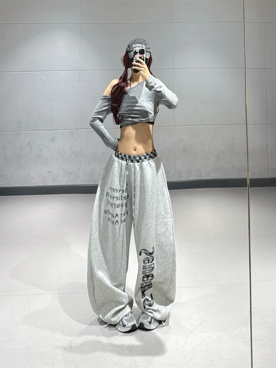 

Женский комплект Lin Xiaohua: брюки для джазовых танцев в полоску, повседневные, удобные, эластичные, с высокой талией