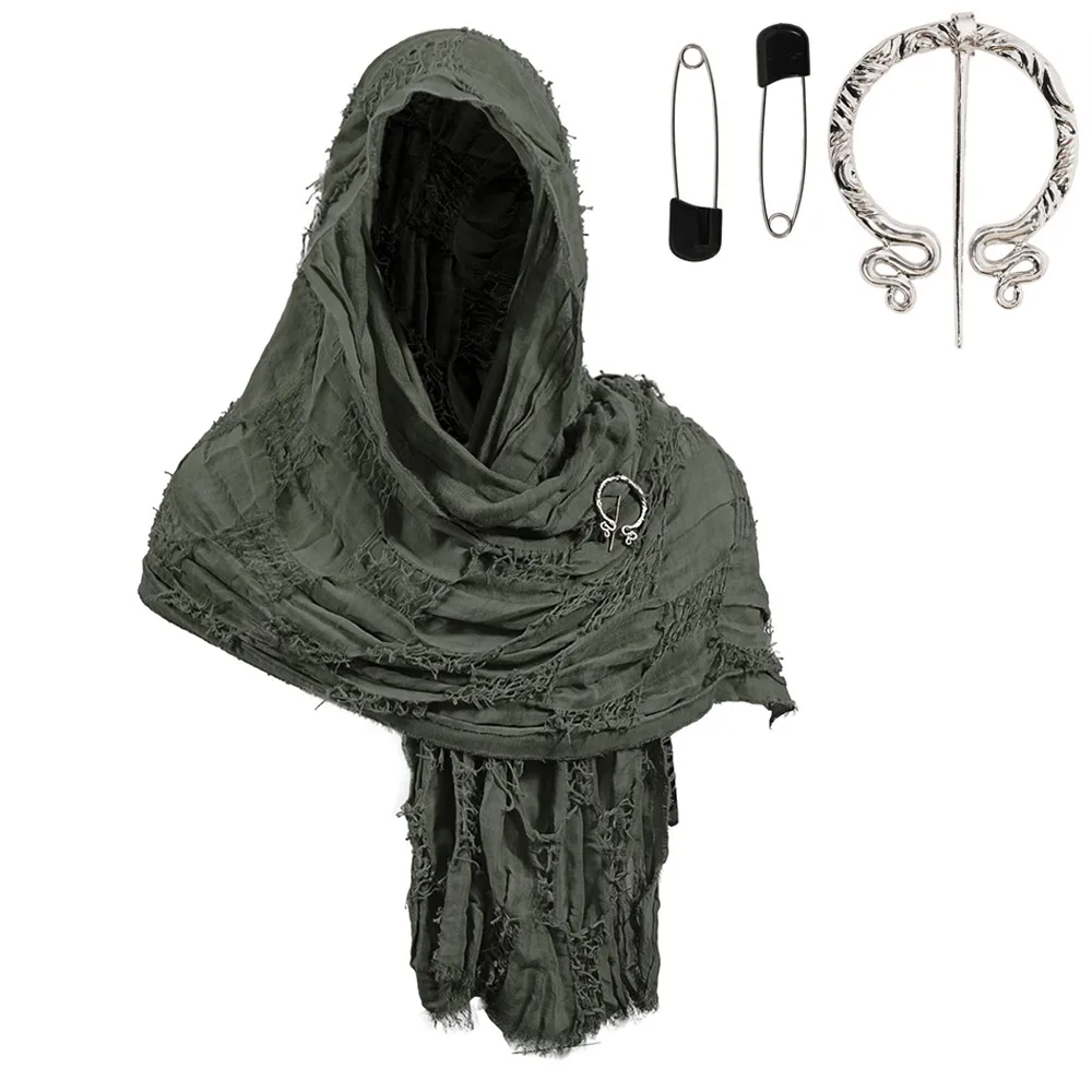 

Популярный средневековый стиль, средневековый плащ с брошью викингов, шаль с капюшоном в стиле нищего, шарф, накидка для вечеринок