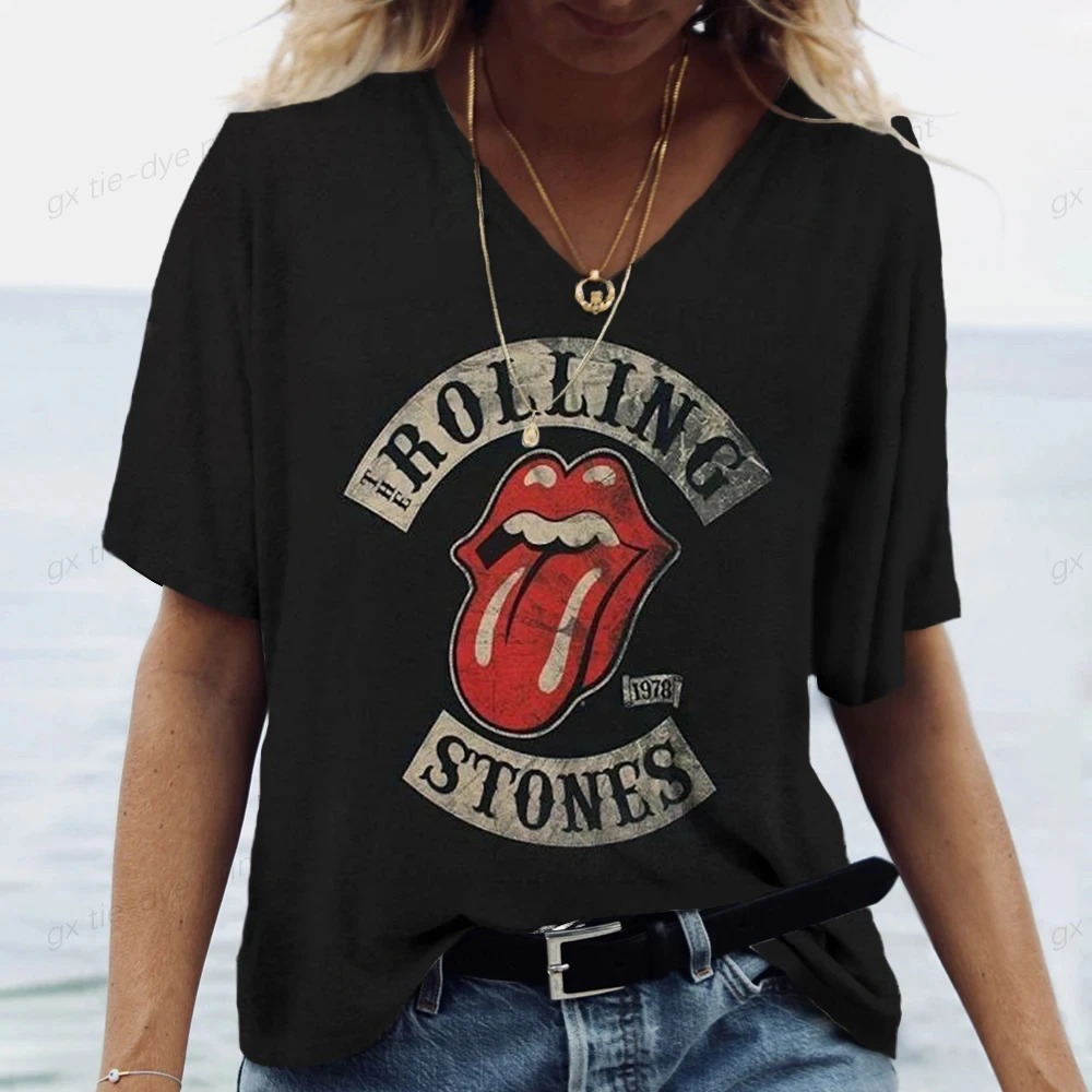 

Women's 3d Lip Print T-Shirt V Neck Casual Short Sleeve T-Shirt Aesthetic Daily Fashion Sexy