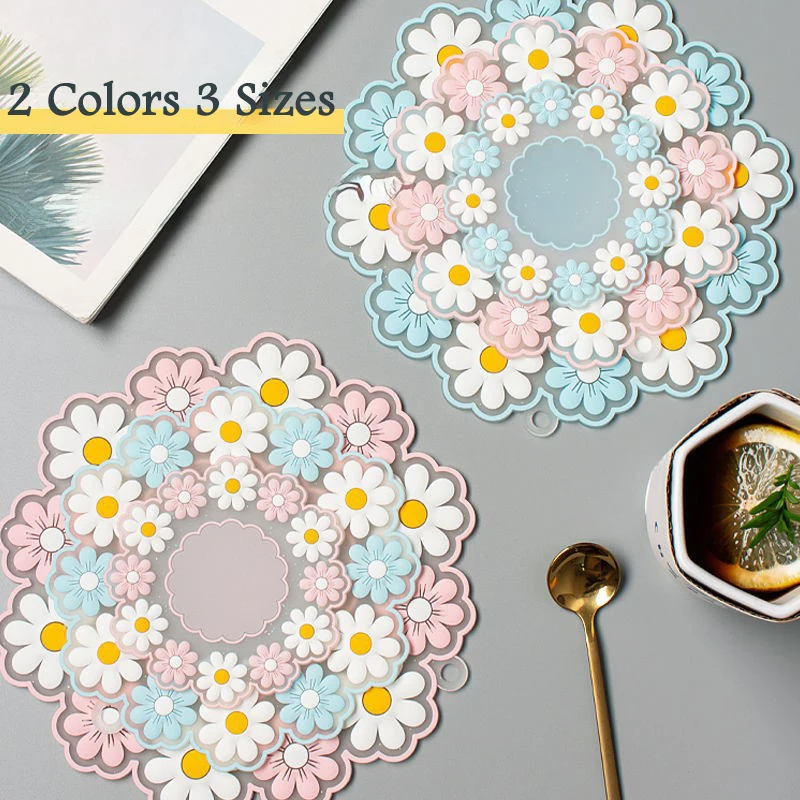 Anti-Scald Silicone Cup Mat Flower Heat Insulation Pad High Temperature Resistance Pliable Multi-Dimension Household Coaster