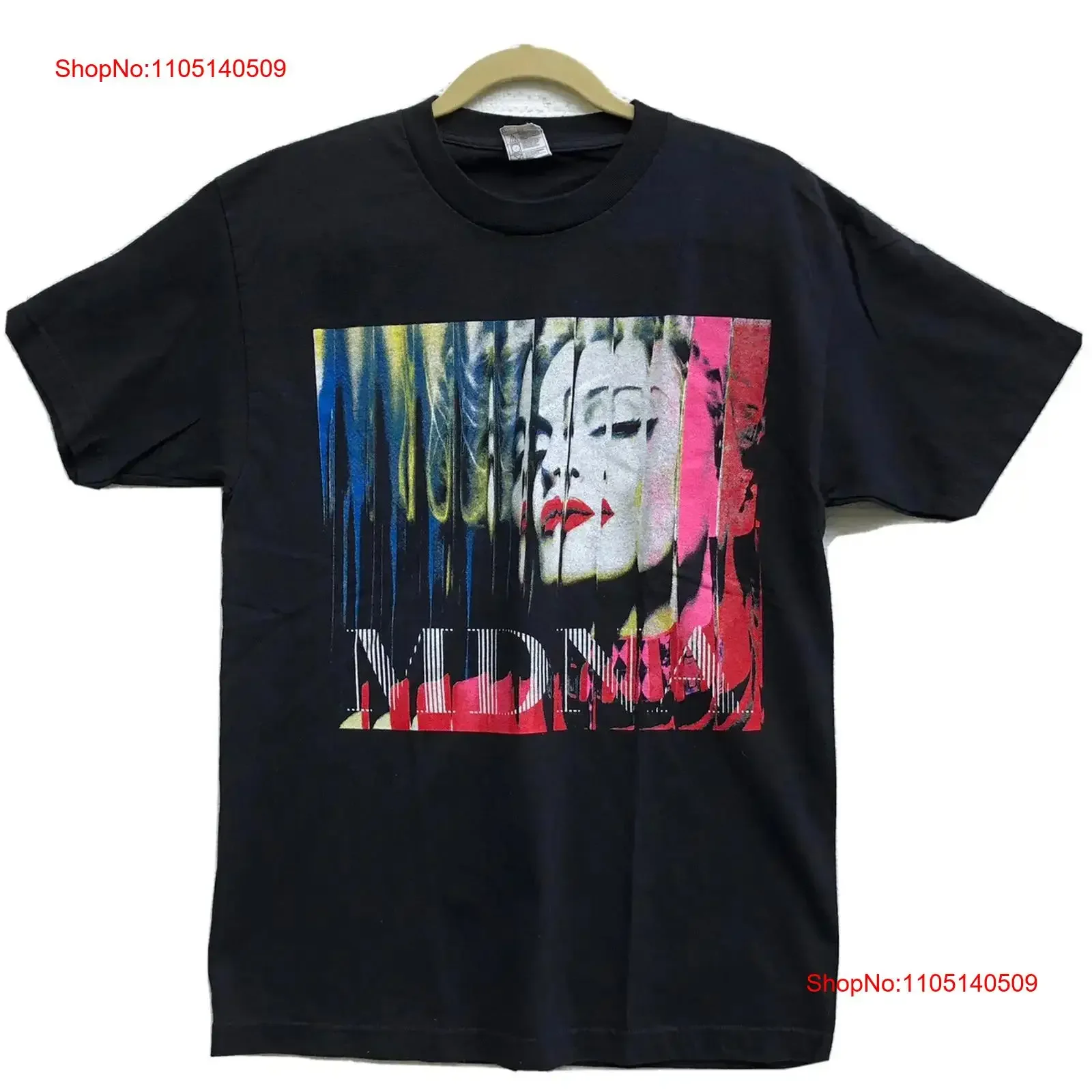 مادونا 2012 جولة تي شيرت MDNA 2 الوجهين المرأة السوداء حالة جيدة خمر غسلها الشارع الشهير امتدت مريحة لينة #1