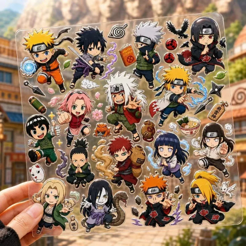 Naruto-Aufkleber mit den Figuren Uchiha Sasuke und Haruno Sakura, im Cartoon-Stil, modisch, für individuelle Gestaltung, zum Verzieren von Notizbüchern und Gepäck. – Detail 3