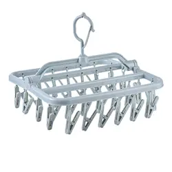 Foldable Drip Hanger with 32 Clips - Plastic Hanging Drying Rack for Clothes Underwear Socks