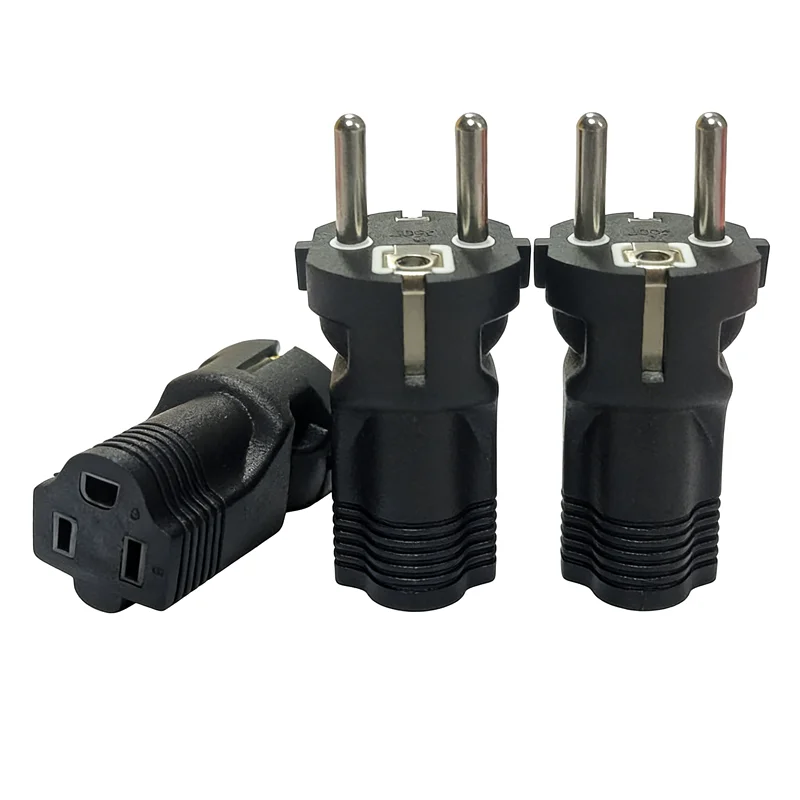 5pcs Black US to Europe 4.8mm Travel Adapter Plug NEMA 5-15 to EU Type F Schuko Power Plug Converter For Germany France Spain