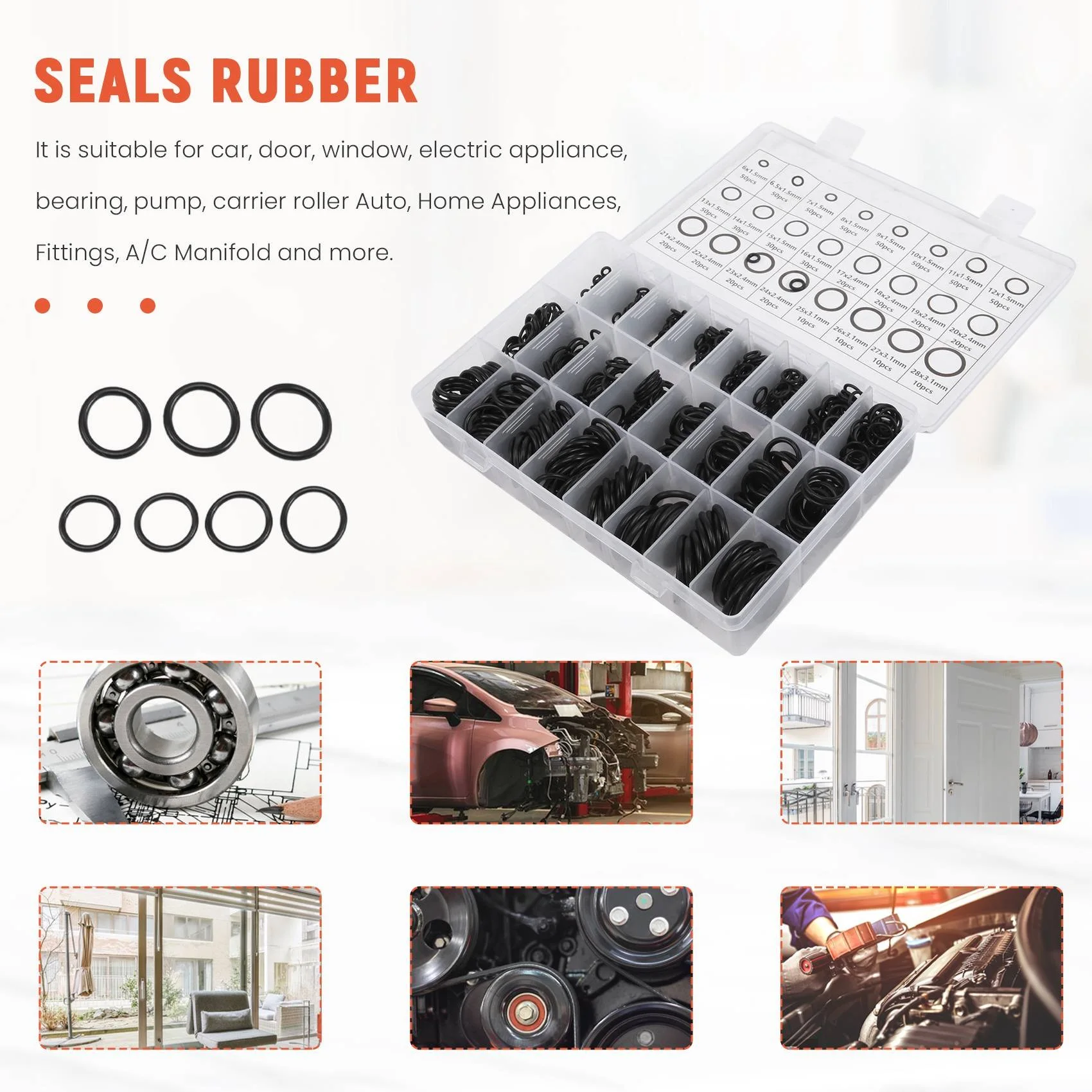 

Efficient-Nitrile Rubber O Ring Set With Hook Tools NBR Seal Rings Gasket Oring Oil-Resistant Sealing O-Ring Kit