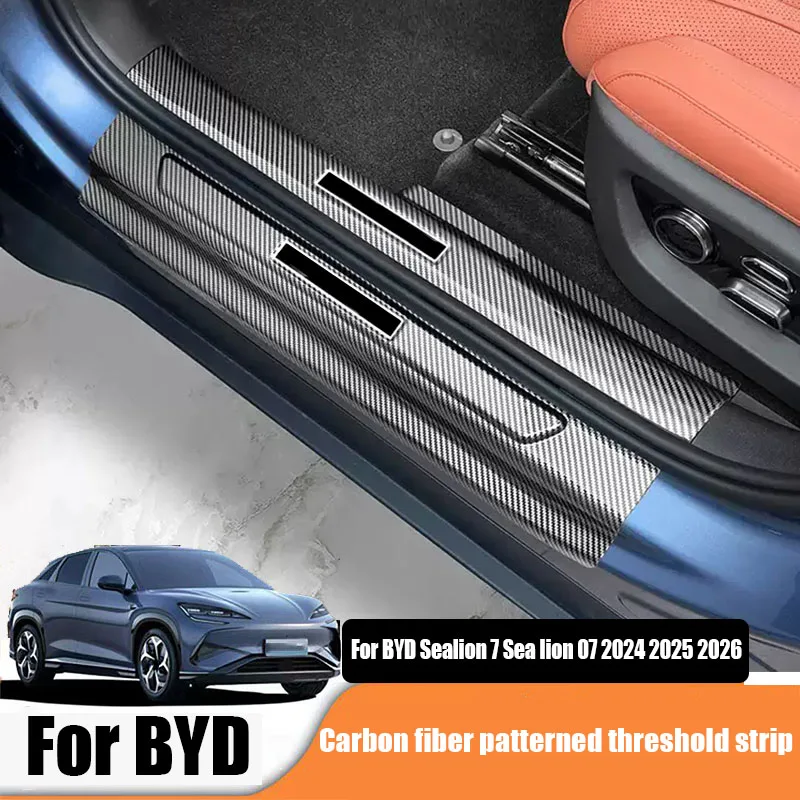 

Для BYD Sealion 7 Sea lion 07 EV 2024 2025 углеродное волокно с рисунком, защитная наклейка на порог автомобиля, детали модификации интерьера
