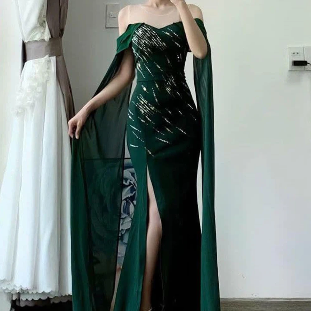 

Customized A-line Evening Dresses Floor-length O-neck Sleeveless Prom Gown Simple Fashion Crystal Beading Draped Party Gown