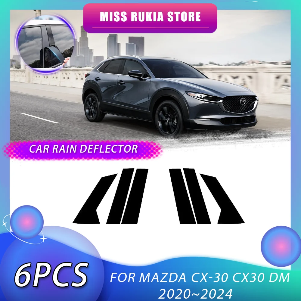 6pcs Car Window Trim Cover for Mazda CX-30 CX30 DM 2020~2024 Bright Black Pillar Posts Sticker Auto Door Decal Accessories 2021