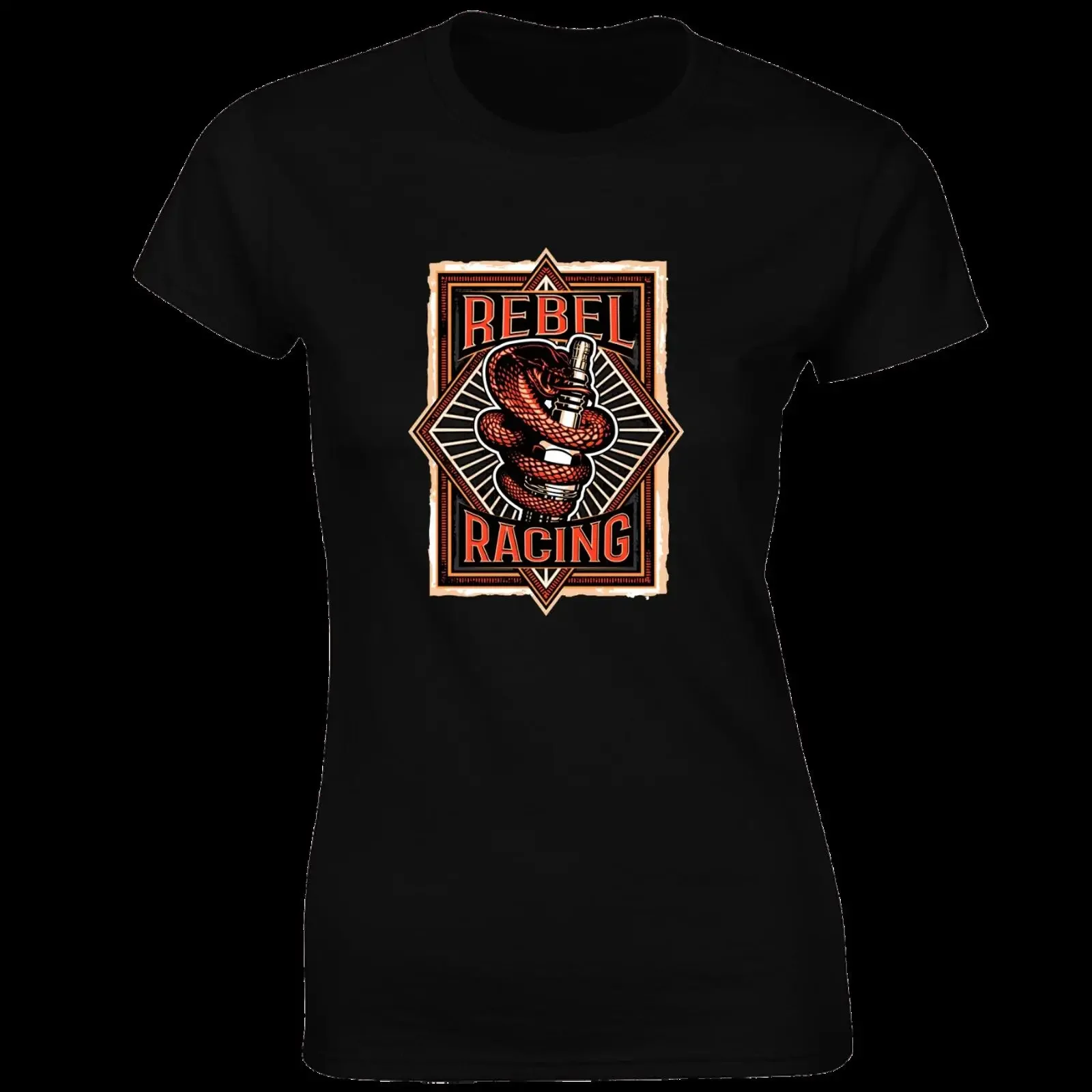 REBEL RACING DAMEN T SHIRT COOL OLDTIMER MOTORRAD DESIGN TOP vintage Washed Comfortable Breathable designer clothes Stylish