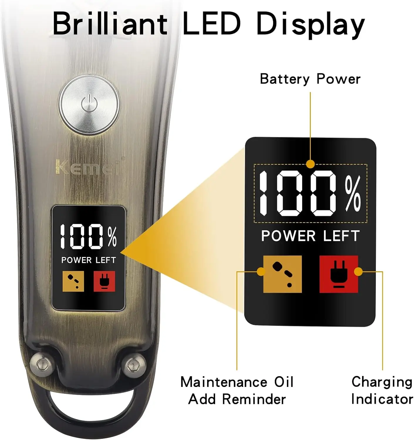 KEMEI-مقص شعر لاسلكي للرجال ، مقص حلاقة عتيق ، آلة تشذيب كهربائية ، آلة قص شعر ، آلة تشذيب لحية قابلة لإعادة الشحن ، جمجمة