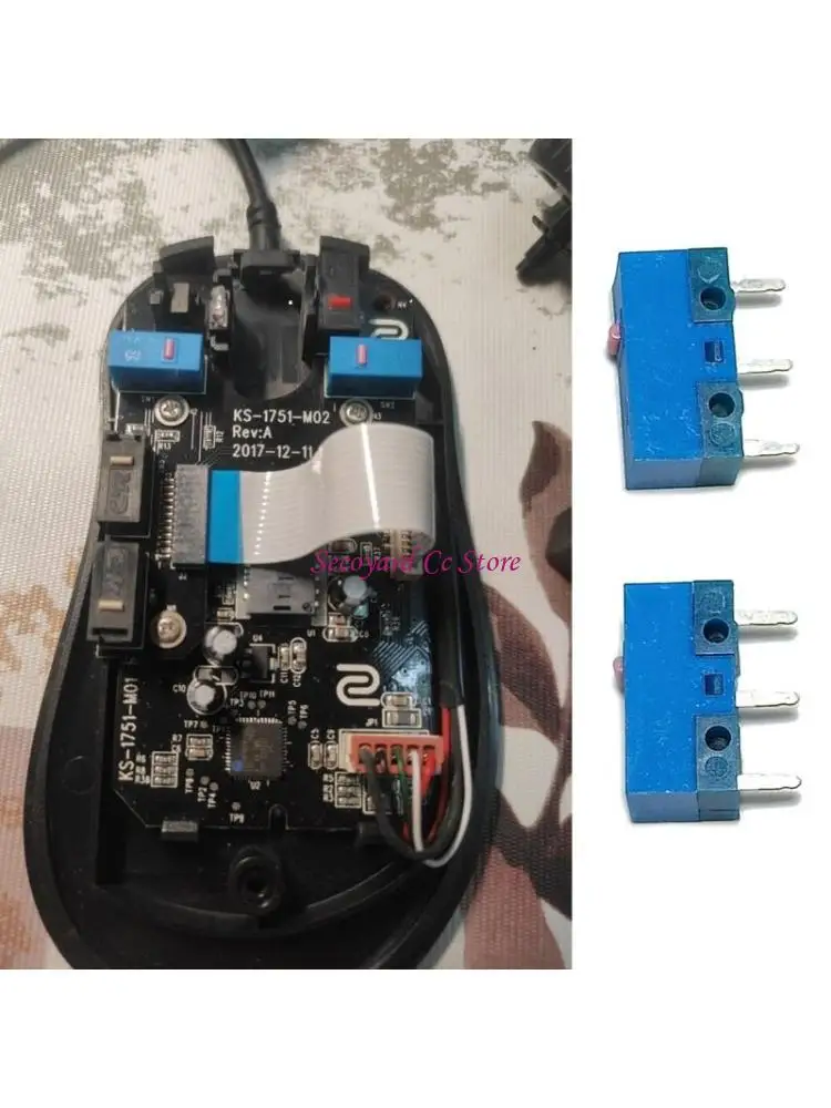 N3UC 2Pcs HUANO Pink Dot Blue for Shell 0.74N Mouse Micro Switch 3Pin 80 Million for