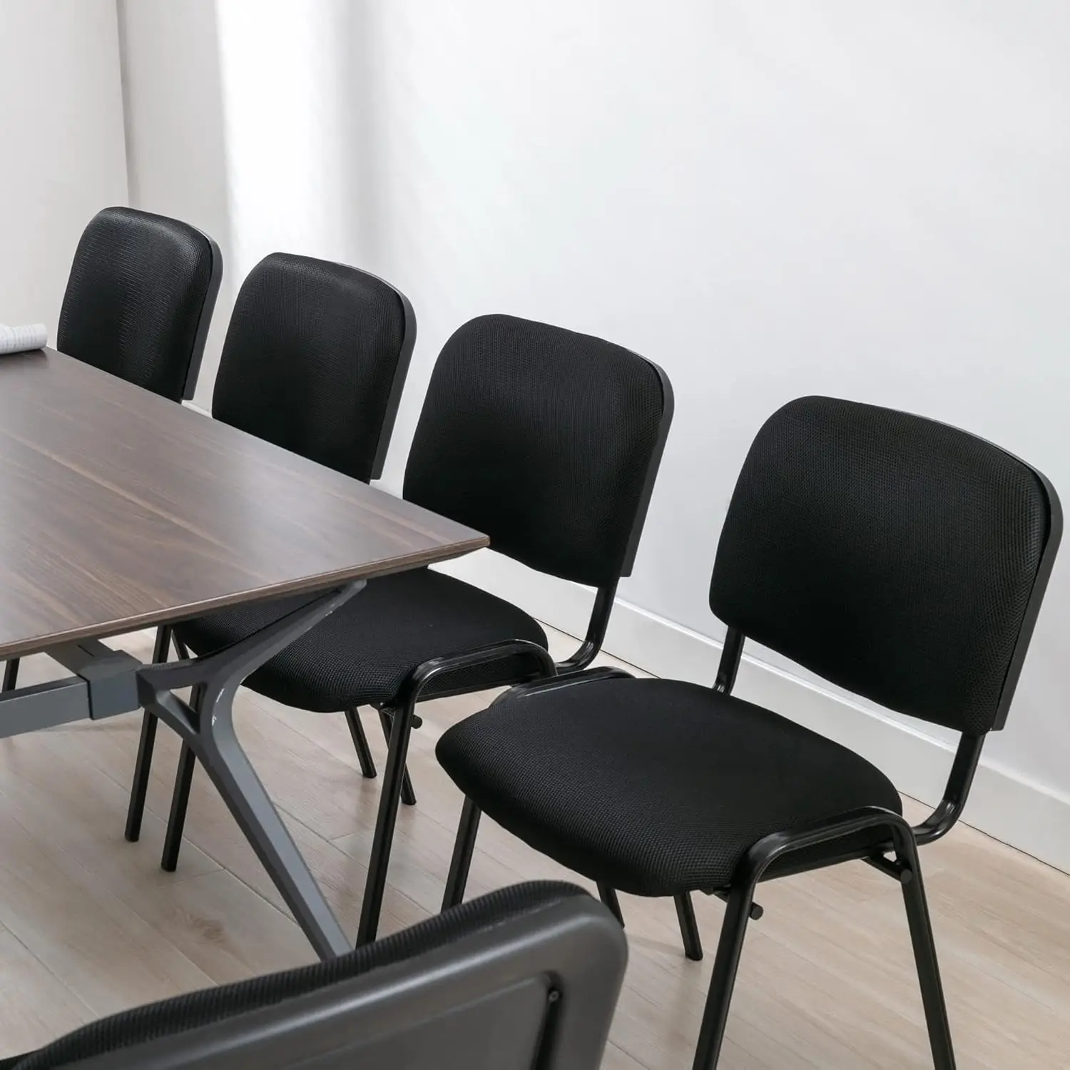 Black Tablet Arm Chairs Set Of 5, Mesh Stackable School Classroom Chairs, Stacking Waiting Room Chairs, For Waiting