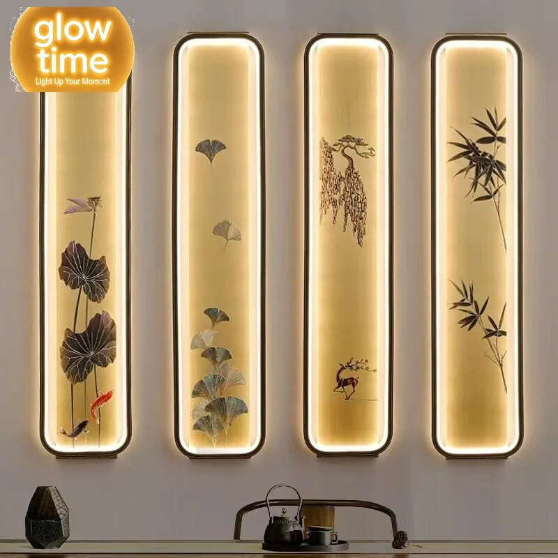 all-copper wall lamp, living room background wall simple light luxury Chinese style aisle tea room zen bedroom bedside lamp