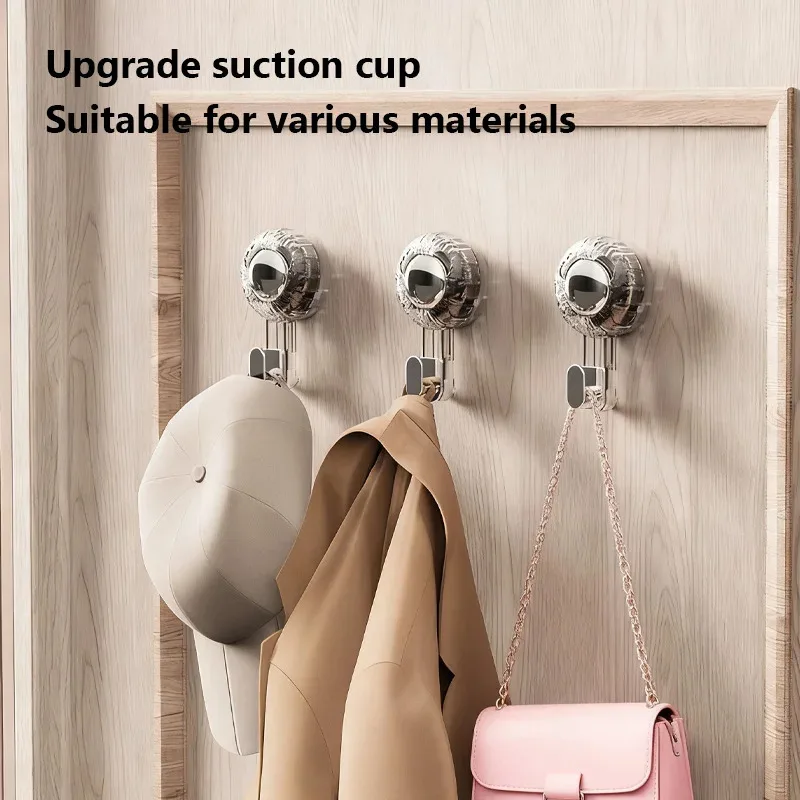 Fashion Powerful Suction Cup Hooks Vacuum Reusable Shower Hooks Heavy Duty Clothes Hook Traceless Clothes Hook
