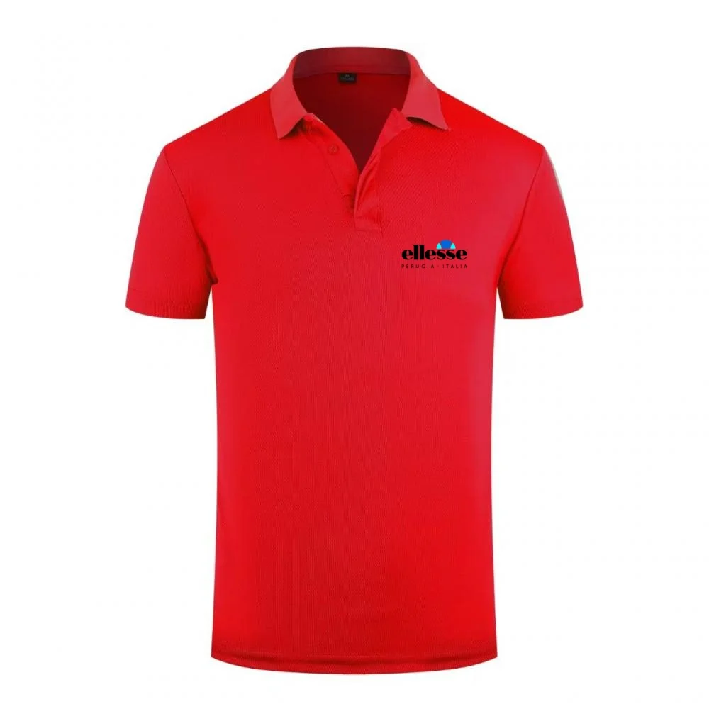 Camiseta Polo Roja para Hombre 2026 con Logotipo Ellesse, Algodón Transpirable, Camiseta Deportiva Casual de Verano