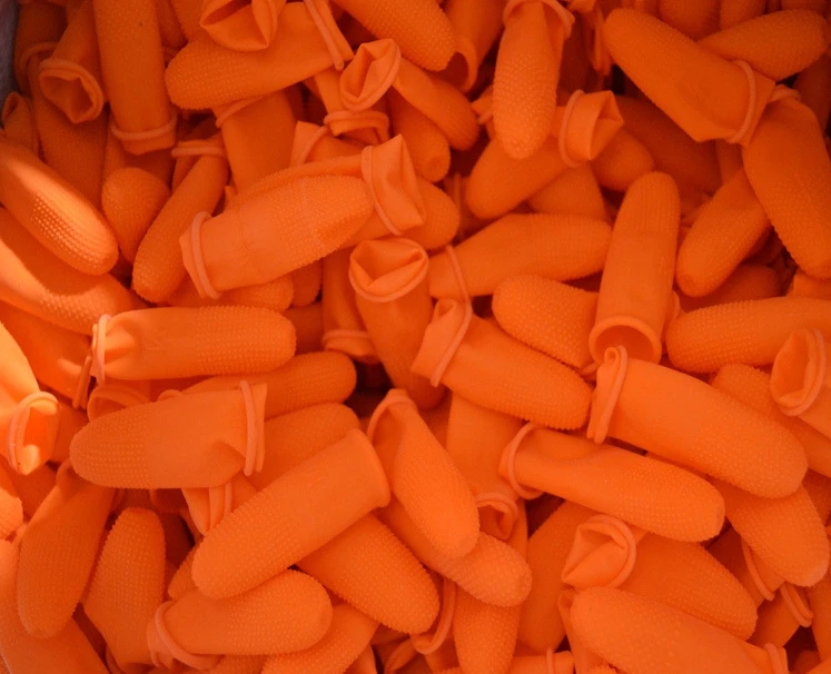 100PCS/bag Large Size Orange Color Rubber Finger Cots for Watch Repair Jewelry Electronic Assembly W7314