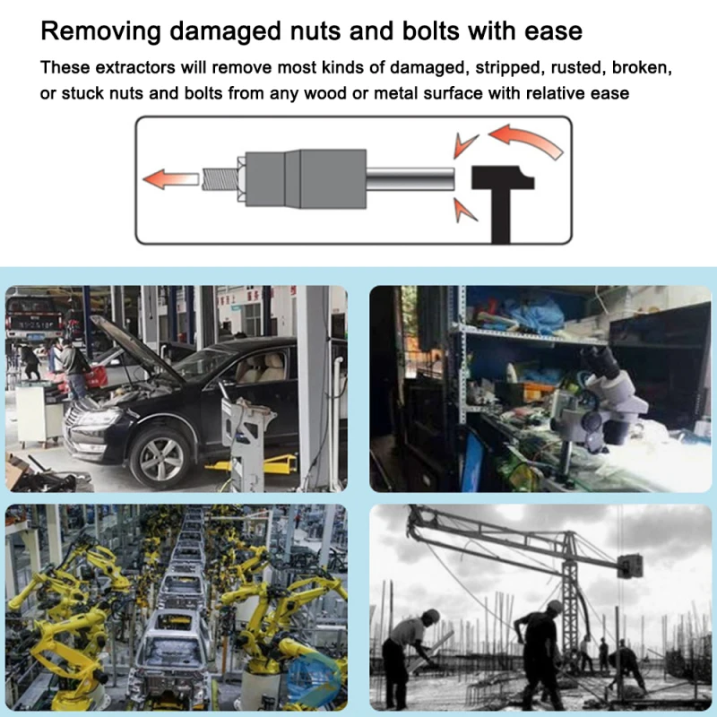 6pcs Lug Nut Remover Kit Broken Nuts Removal Tool Set Broken Nut Bolt Extractor Rust Damaged Stuck Nut Bolts Extractor with box