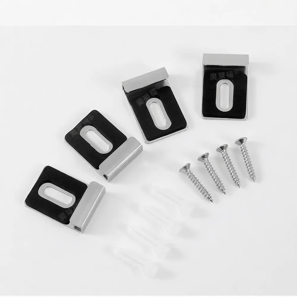 304 Stainless Steel Mirror Fixings Glass Support Brackets Durable Square Clamps For Bathroom Furniture Installation Hardware