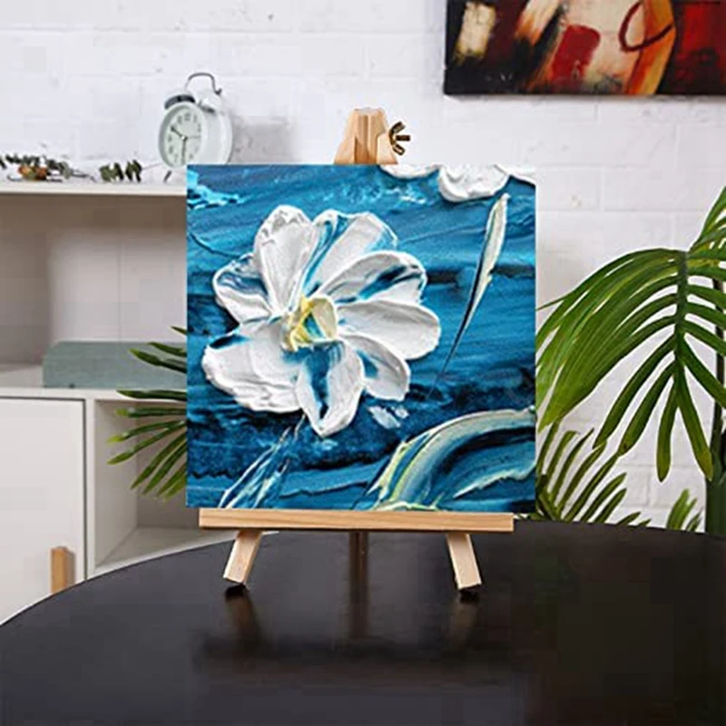 16 Pack 4 x 4 Inch Stretched Mini Canvases Small Painting Canvas With Easel Art Canvases for Kids Painting Craft-DTB1