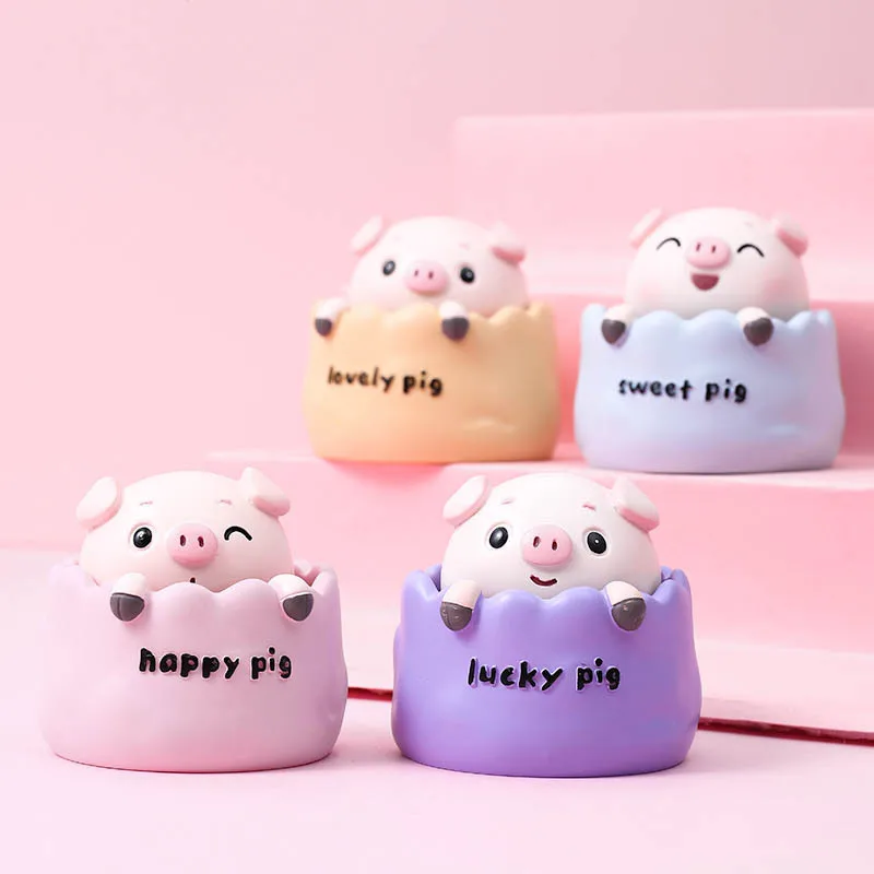 Car supplies cute pig bobble head resin doll car ornaments center console car interior decorations birthday gifts