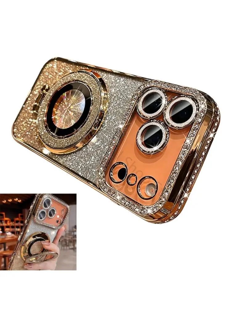 96BA Glitter Accent Protective Cover Housing Featuring Ringing Stand For Phone