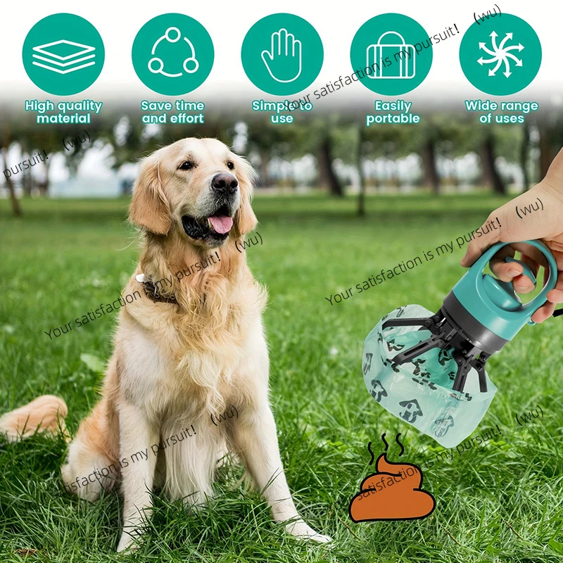 Portable Dog Pooper Scooper Outdoor Pet Waste Pick-up Cleaner Built-in Garbage Bag Handheld Pet Poop Grabber No Touch Design