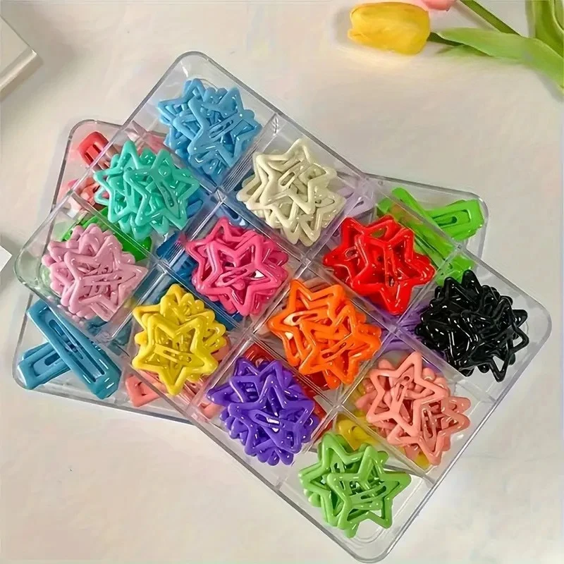 

50Pcs Star-Shaped Alloy Hair Clips Elegant Retro Style Lightweight Hollow-Out Design Hair Accessories for Daily Wear Styling