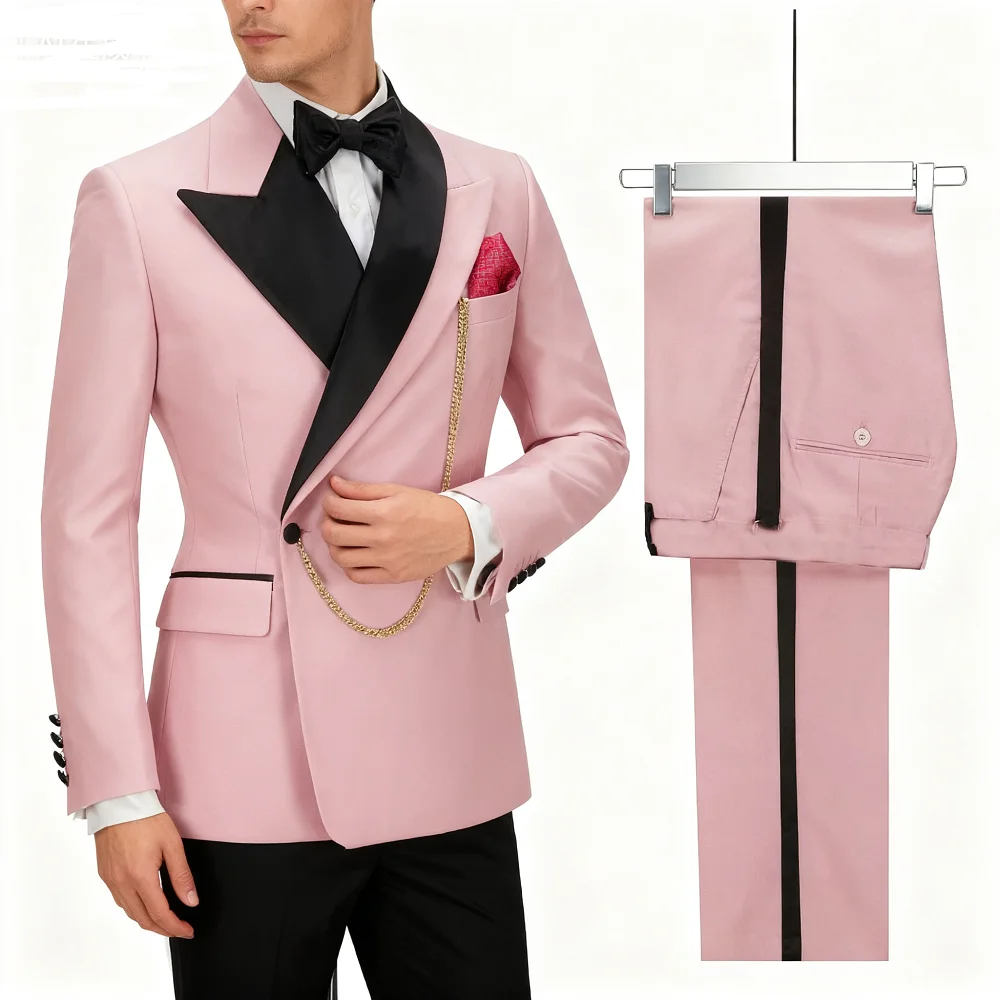 

Slim Fit Monochromatic Terno De Trespassado for Men Jacket And Pants Wedding Groomsmen Formal Ternos Dinner Smalking Suit