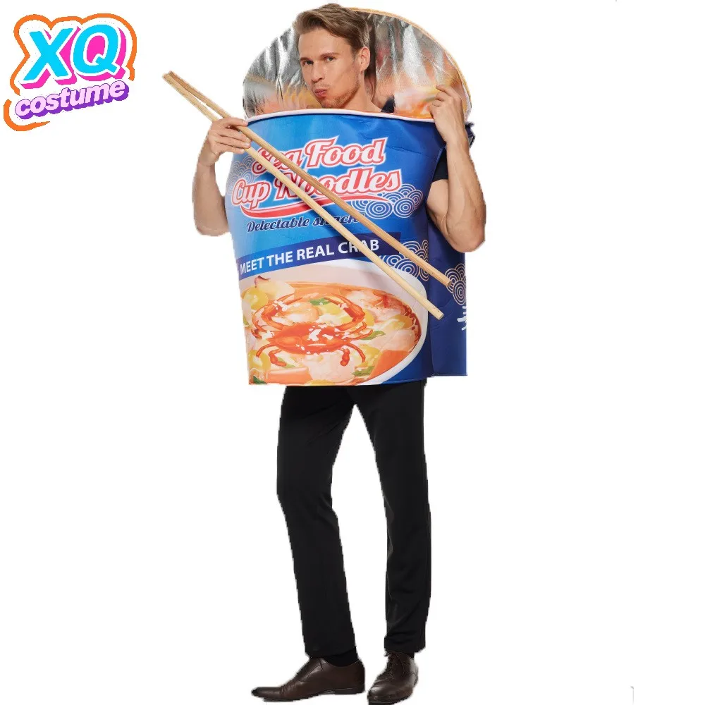 Disfraz de fideos instantáneos de mariscos de Halloween, mono divertido para actuaciones de fiesta