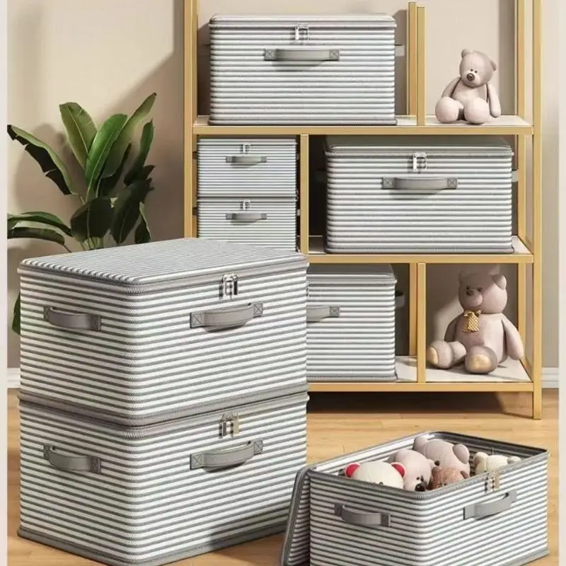 New Foldable Large Capacity Storage Bins With Sturdy Handles For Organizing Clothes Toys In Wardrobes