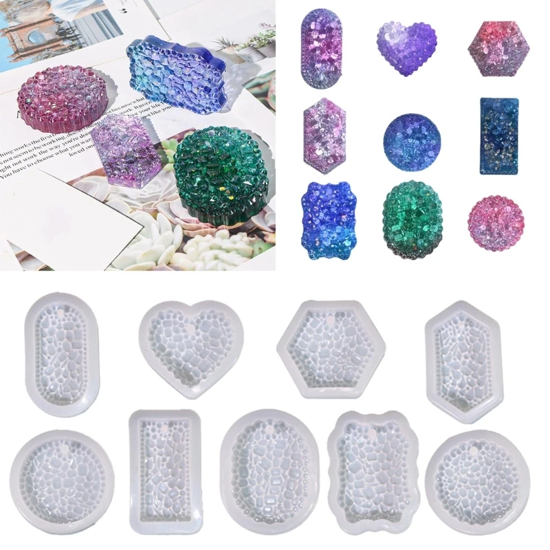 R3MC Diamonds Listing Silicone Mold Crystal Glue  Various Shapes Pendant Mold