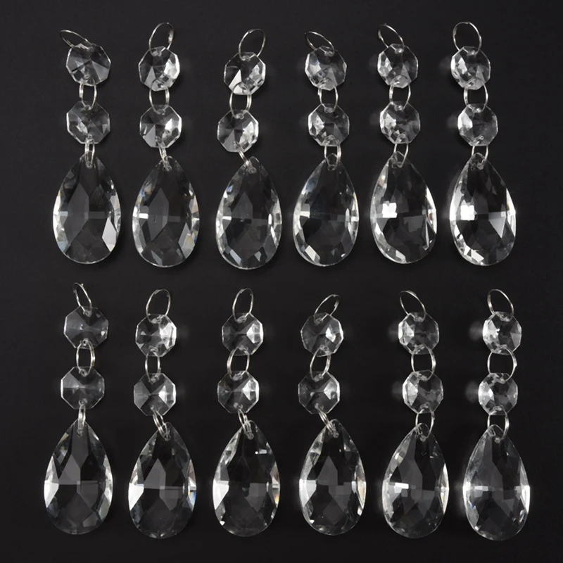 24 Pcs Chandelier Crystal Prisms Pendants Set 38 Mm Clear Teardrop Icicle Chandelier Crystals Parts Replacement Crystals