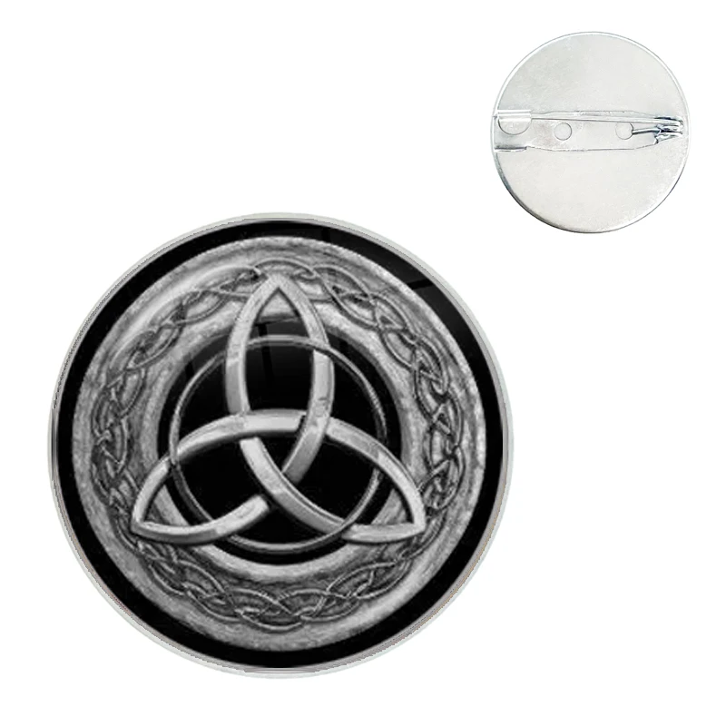 Witch Knot Pagan Wheel of The Year Pin Glass Brooches Shirt Lapel Teacher Tote Bag Backpacks Badge Lucky Charms Brooches Pins