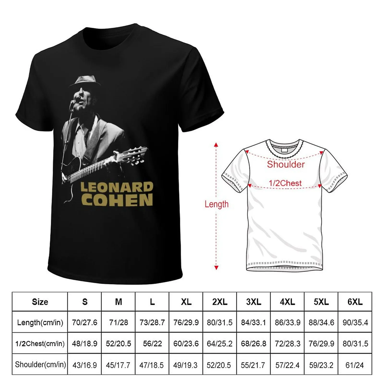 Leonard Cohen Blac T-Shirt Athletic Fit Sports Short Sleeve Top