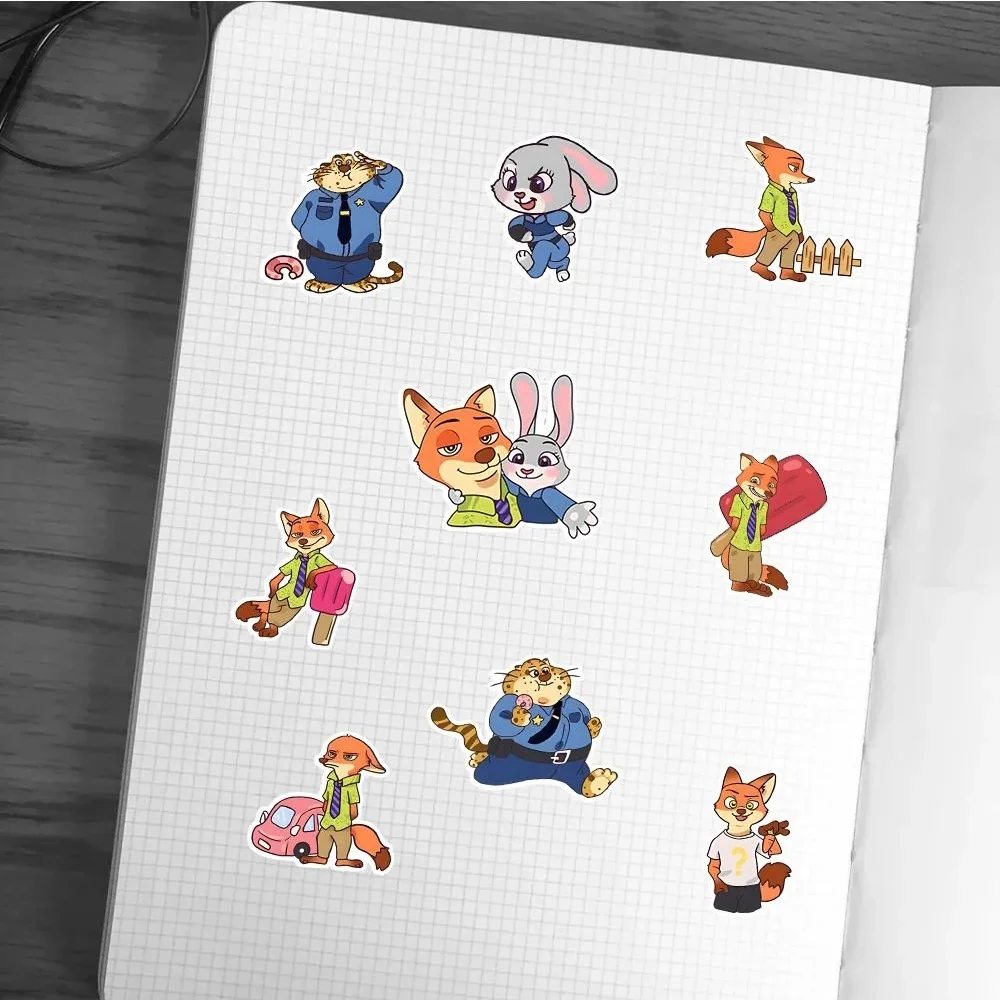 Stiker grafiti Film imut Disney Zootopia, stiker alat tulis anak 10/30/50 buah DIY, Notebook Laptop, ponsel, koper