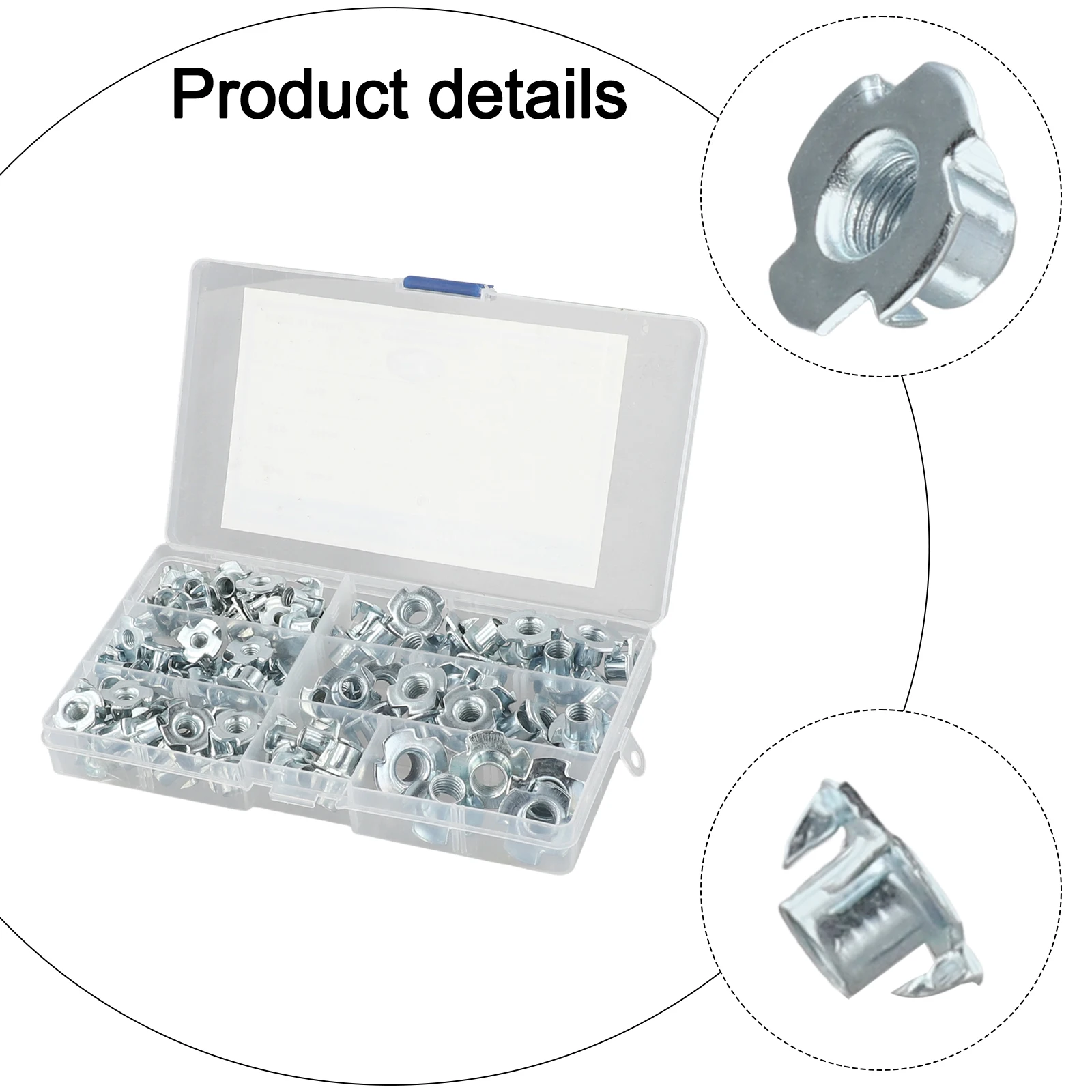 Extensive Collection of T Nuts Includes 105 Pieces Made from Resilient Zinc Plated Steel; Solution for Multiple Projects