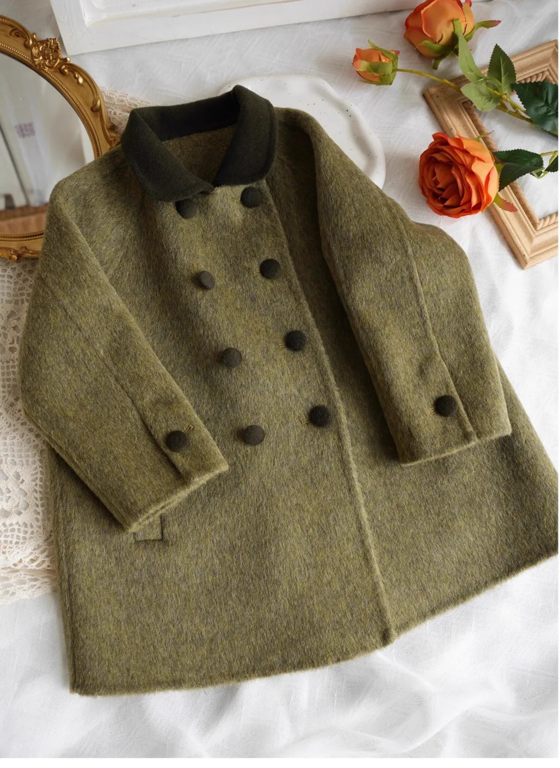 Children\'s Clothing 2025 Autumn Winter New Double-sided Woolen Coat for Boys and Girls Medium Length Lapel Woolen Coat Trend