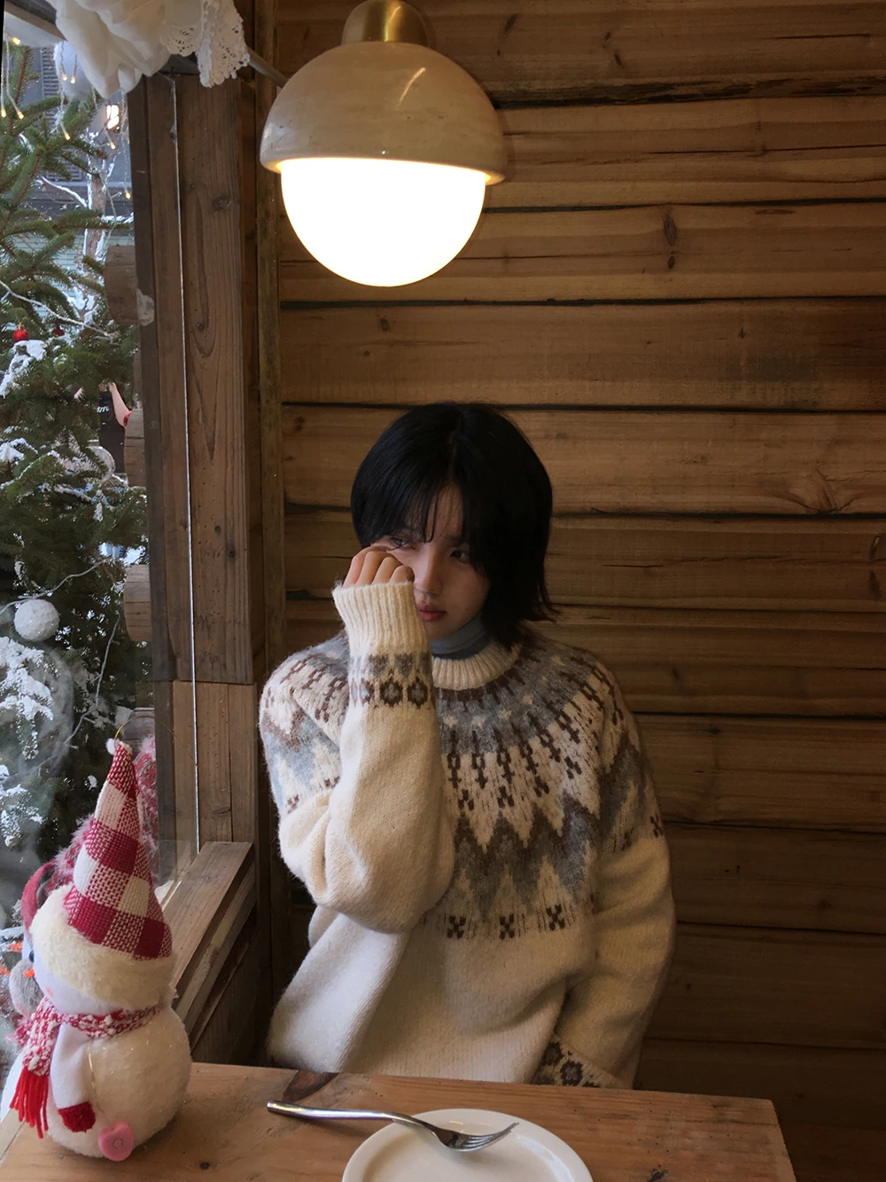 

Мягкий уютный круглый вязаный свитер ex Faionable Lazy Sle для пары, одинаковый зимний сезон, повседневный свободный крой из полиэстера F...