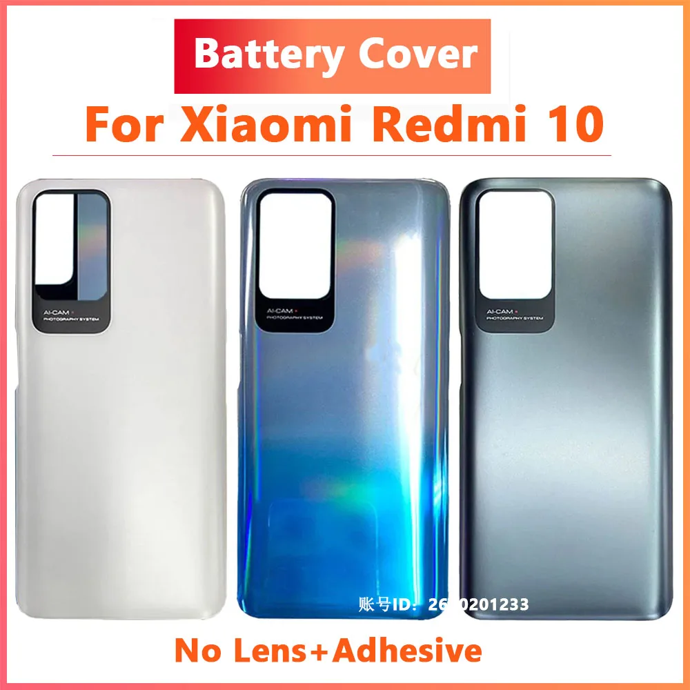 

Back Glass Cover For Xiaomi Redmi 10, Back Door Replacement Battery Case Rear Housing Cover For Redmi10 with Adhesive