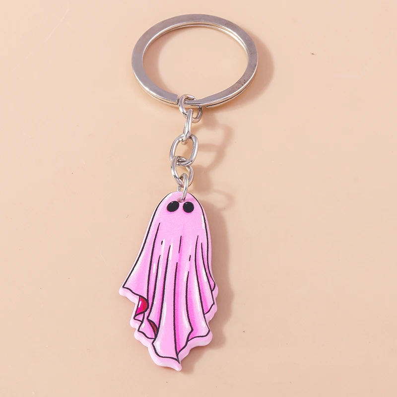 Cute Resin Halloween Ghost Keychain Pumpkin Skeleton Keyring Pendants for Men Women Key Holder Handbag Charms DIY Jewelry Gifts
