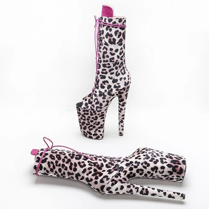 Leecabe 23CM/9inches   Leopard Suede  Pole dance shoes High Heels Pole Dance boot