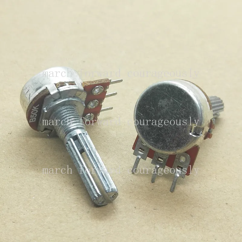 10pcs WH148 single-pole 3-pin potentiometer, B50K volume control potentiometer, B503 handle length 25MM