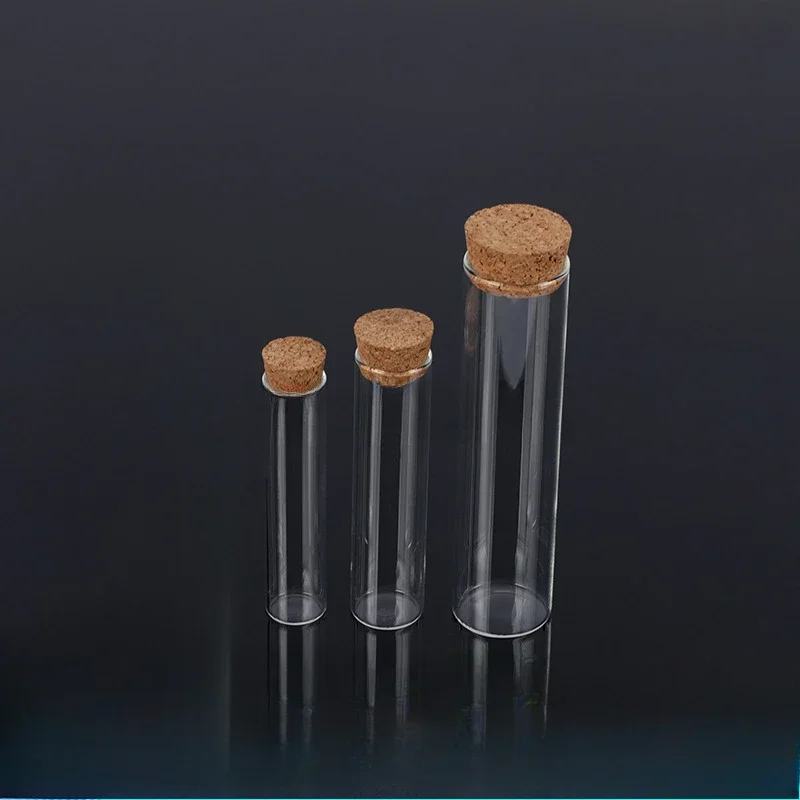 DIA 12mm to 30mm Transparent Clear Lab Flat Bottom Thickening Glass Test Tube with Cork Stoppers