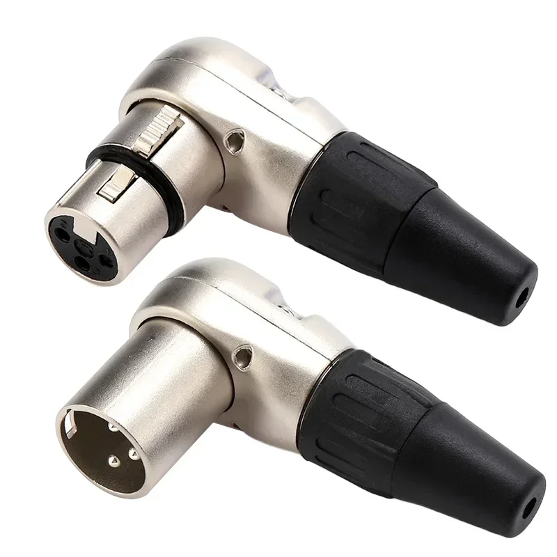 3 Pin L-shape 90 Degree Right Angle Male Female Plug Socket XLR Connector for Microphone Audio Balance Cable Speaker