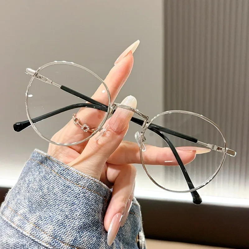 Retro Anti-Blaulicht-Strahlenschutz-Brille in Grau für Männer und Frauen, koreanische Version, trendige photochrome Brille – Detail 3