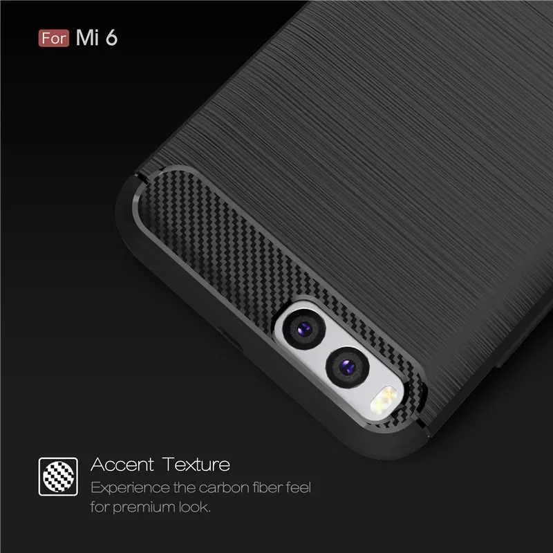 Slim Armor For Xiaomi MI6 Phone Case Silicone Soft Carbon Fiber Phone full Cases Cover for Xiaomi MI 6 Case Capa Coque Shell