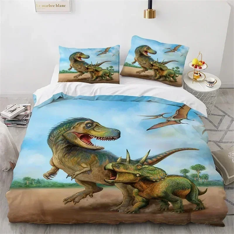 Jurassic World Park Dinosaur Bedding Set Duvet Cover Sheet Printed Bed Set Pillowcase Bed Full Queen King Size Comforter Bedroom