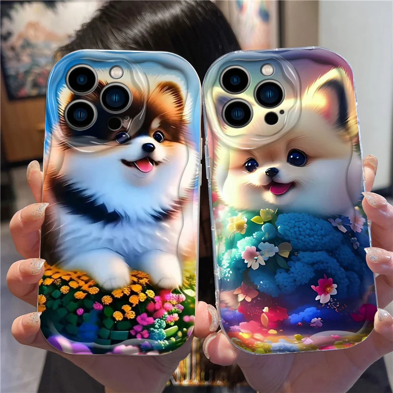 Cat Dog Cartoon Beautiful Cute For Apple iPhone 15 14 13 12 11 XS XR X Pro Max Plus Wave Oil Back Phone Case